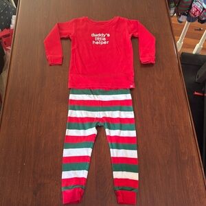 GAP Baby Red and Green Striped Pajama Set